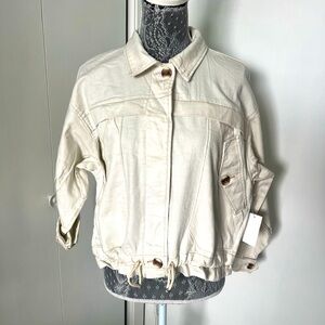 Kensie Jeans Off White Utility Denim Jacket Women’s Medium NWT $88